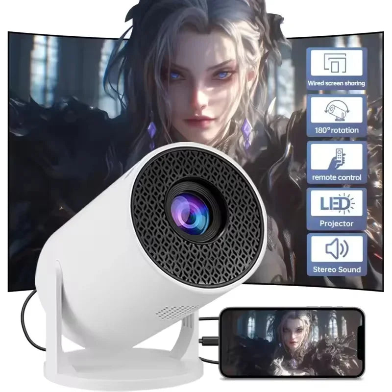 HY200 Ultra Cinema Projector | Wi-Fi & HDMI Wireless | 270° Rotation for Any Angle