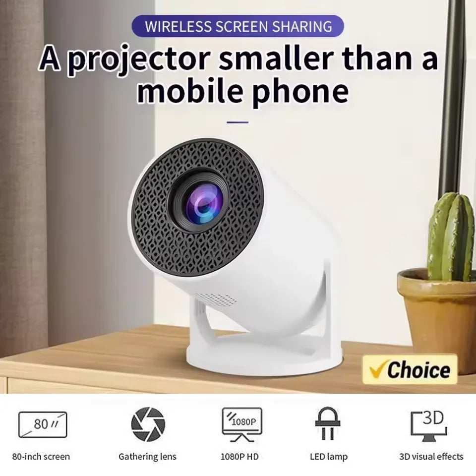 Portable 1080P HD Projector | Wireless WiFi & HDMI/USB | 270° Adjustable Stand | Compatible with Android/TV Stick/Laptop