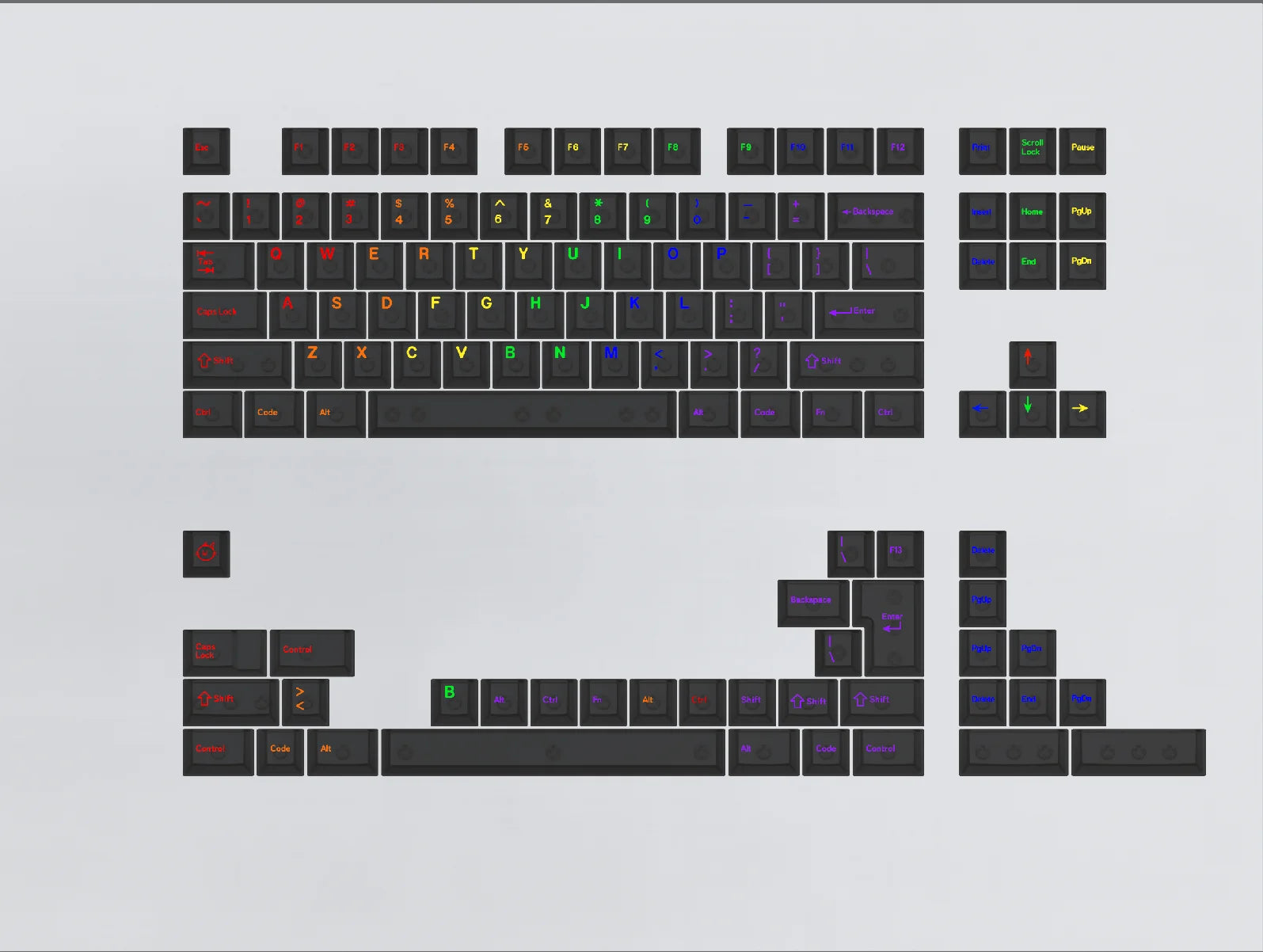 122 keys Cherry Profile ABS Fog-through Midnight Rainbow Keycap  for Mechanical Keyboard/ Magnetic shaft keyboard MX Switches