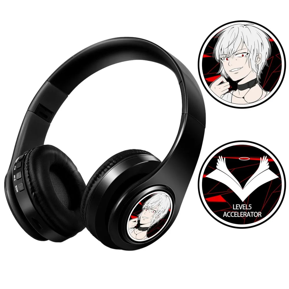 Cosplay Anime Toaru Majutsu No Index Accelerator Wireless Bluetooth Headset Over Head Sport Mobile Phone Headphones with FM Mic