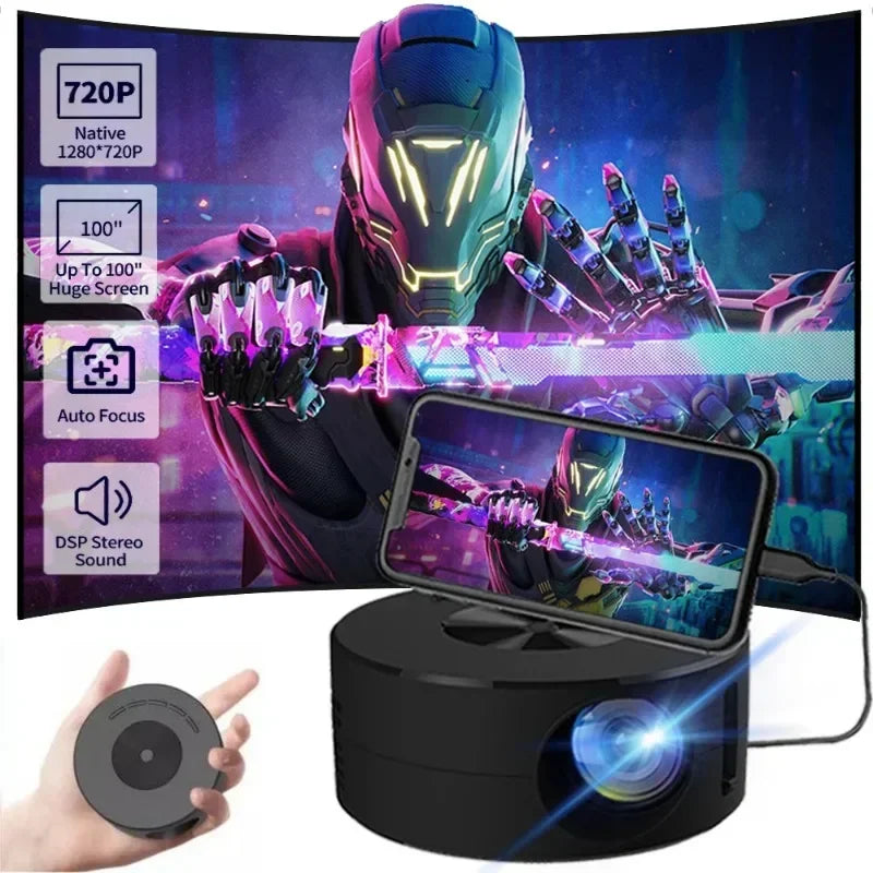 YT200 Mini Smart Projector 4K 1500 Lumens WiFi Bluetooth Android Home Theater Projetor