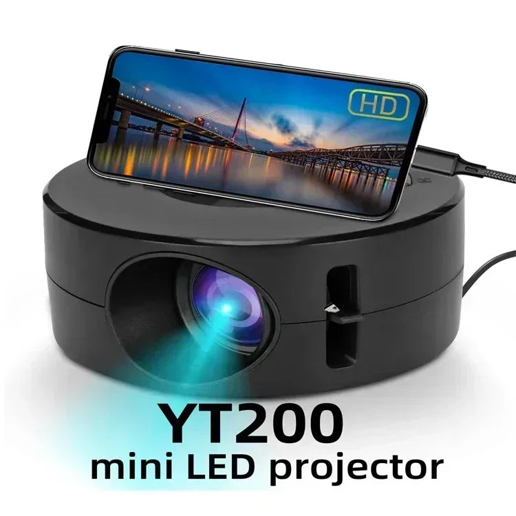 YT200 Mini Smart Projector 4K 1500 Lumens WiFi Bluetooth Android Home Theater Projetor