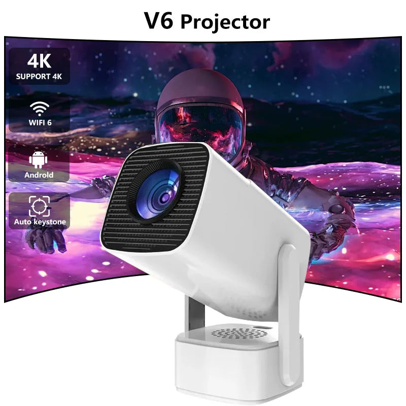 V6 Smart Projector 4K/1080P Support WiFi6 BT5.0 Mini Home Theater Portable Video Projector