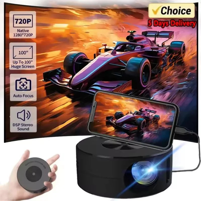 YT200 Smart 4K Android Projector 1500 Lumens Support  WiFi AirPlay Home & Outdoor Cinema Projector